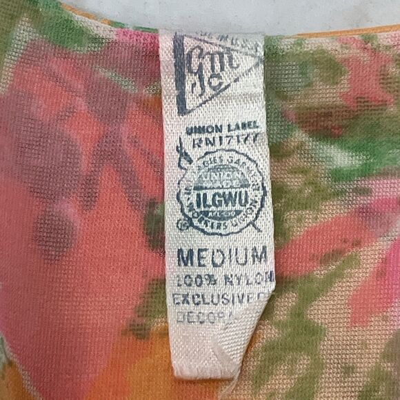 GMC Union Made Vintage 60's Sheer Jumpsuit Nightie Lingerie Psychedelic Flower - Picture 6 of 9
